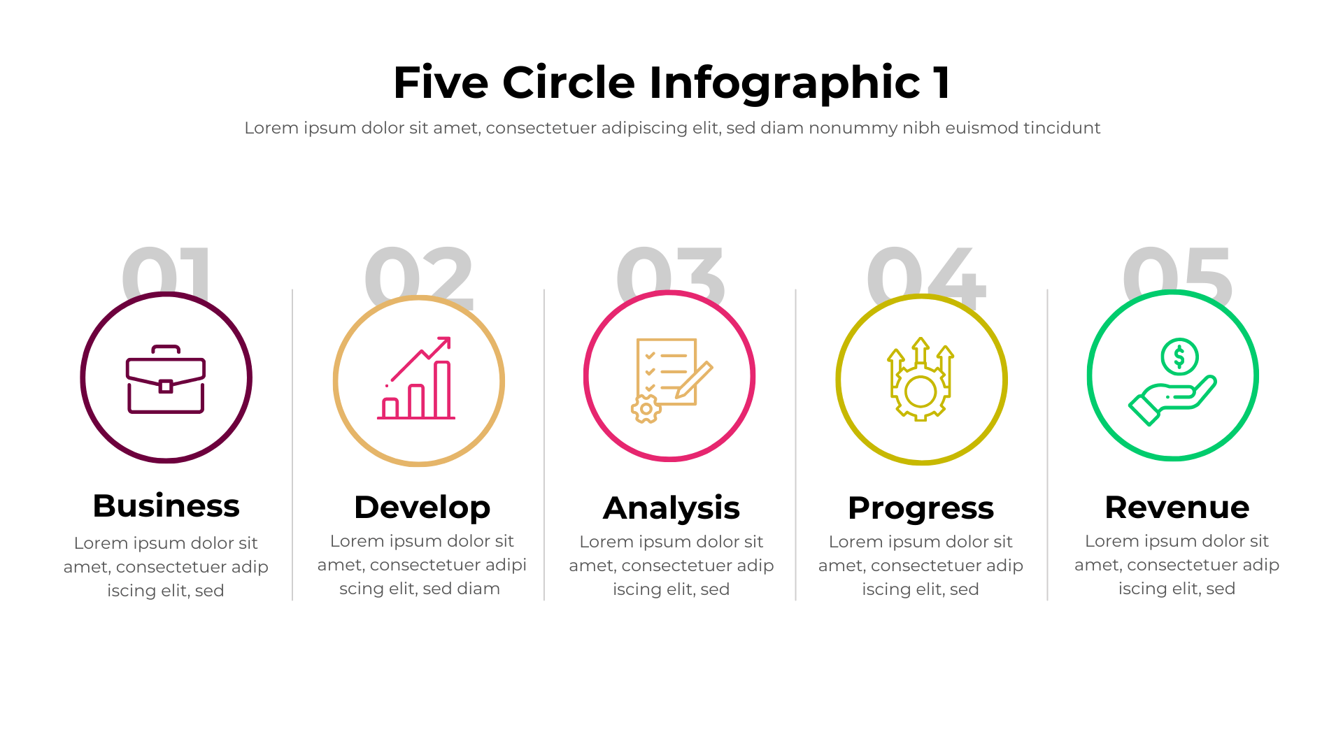 5 Circle Infographic Style