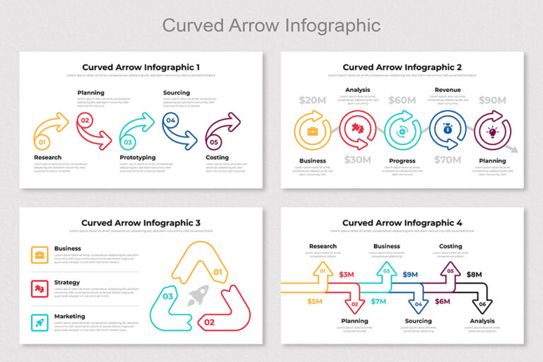 Curved Arrow Infographic Template - Mighty Slide