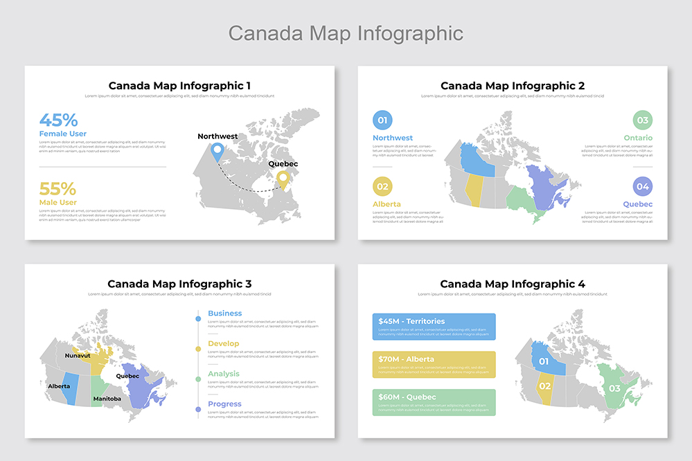 Canada Map Infographic Template - Mighty Slide