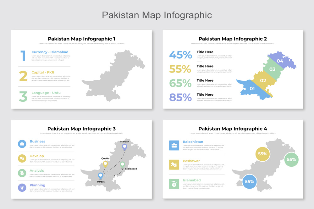 Pakistan Map Infographic Template