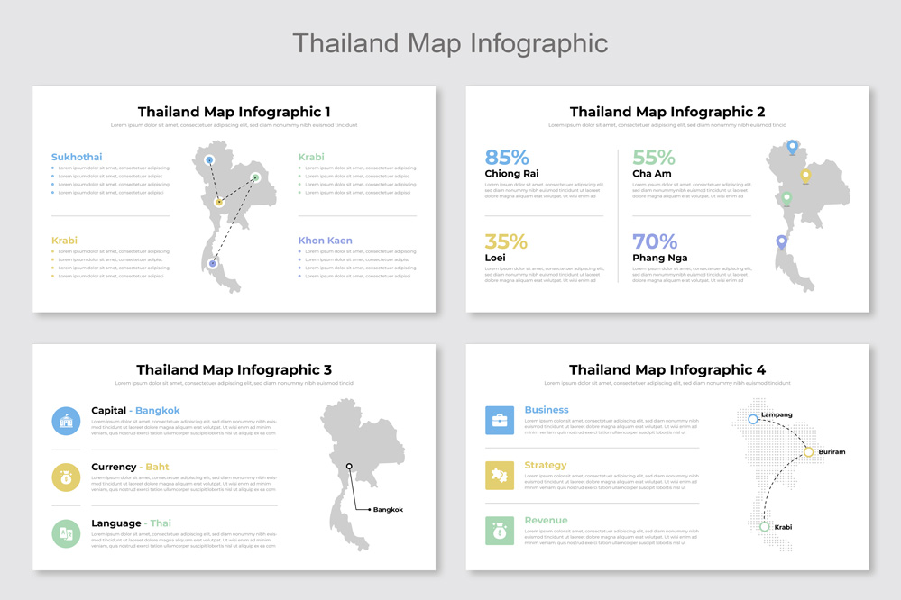 Thailand Map Infographic Template